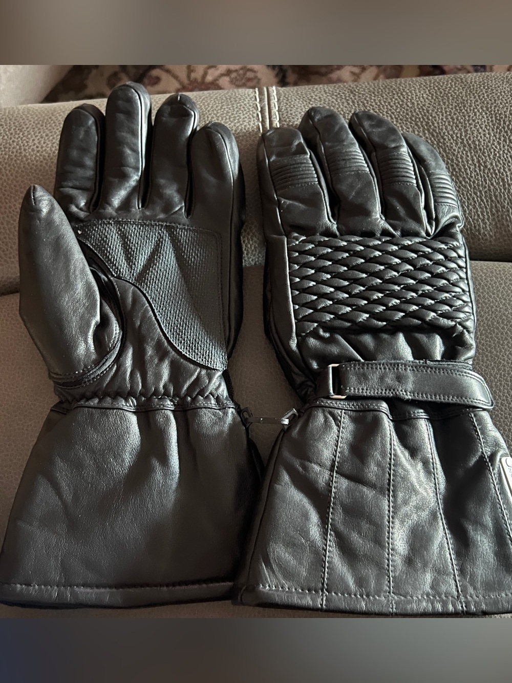 Harley Davidson Vtg Men's Black Quilted Leather Winter Gloves XXL like new